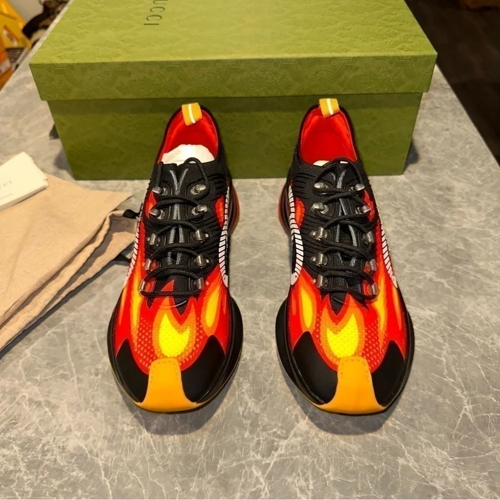 New Size 10 Gucci Run Sneaker Black Flame
